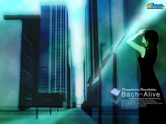 Song jacket: a silhouetted figure by a city window, titled Bach Alive.