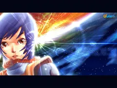 Song jacket: an anime character against a bright blue starburst, titled V3.